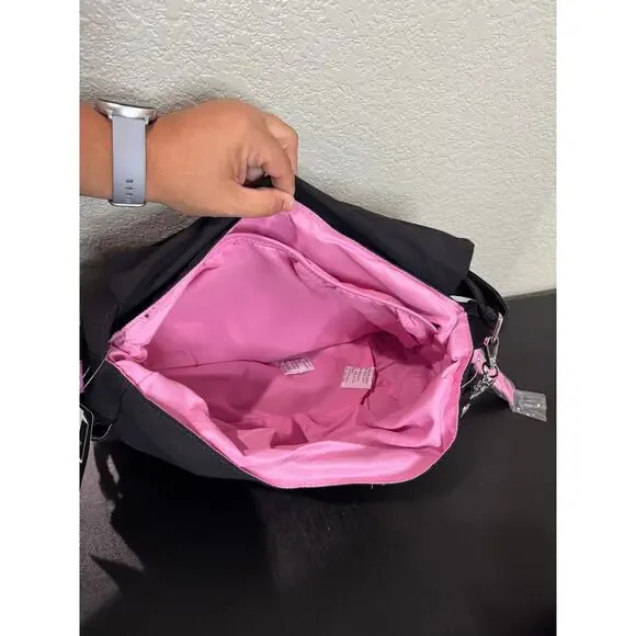 Monster High Draculaura Charm Lace Up Messenger Bag NWT Black Pink - Picture 8 of 9